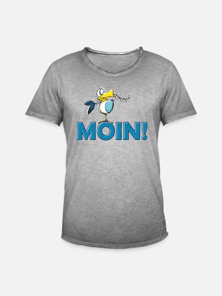 lustige Moin Möwe mit Gräte - Männer Vintage T-Shirt - Vintage Grau