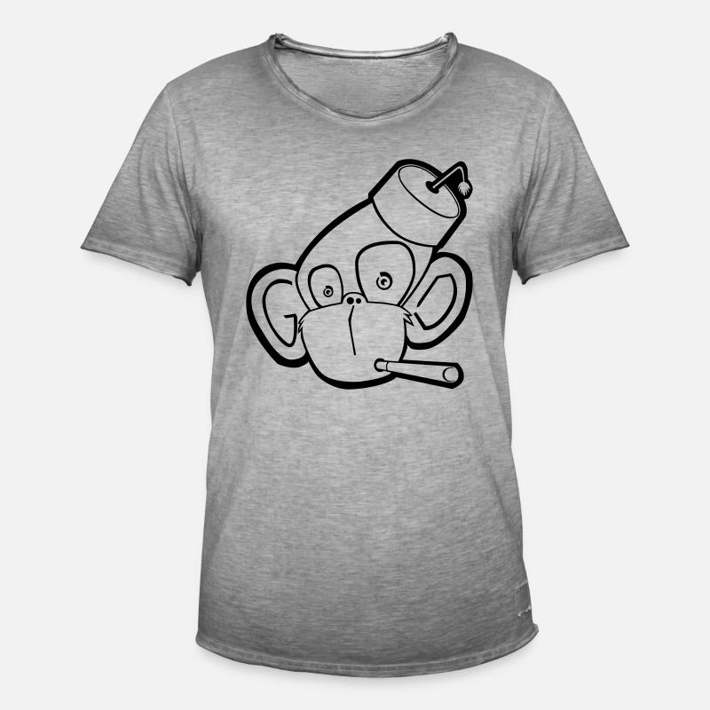 Affe mit Zigarette (Kontur) - Männer Vintage T-Shirt - Vintage Grau