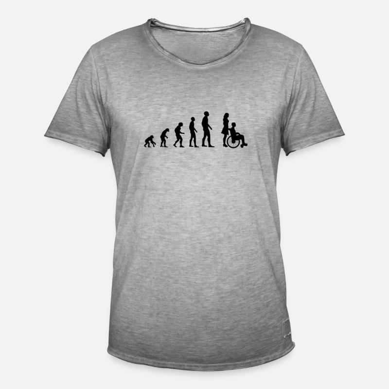 Rollstuhl Evolution des Menschen Handicap - Männer Vintage T-Shirt - Vintage Grau