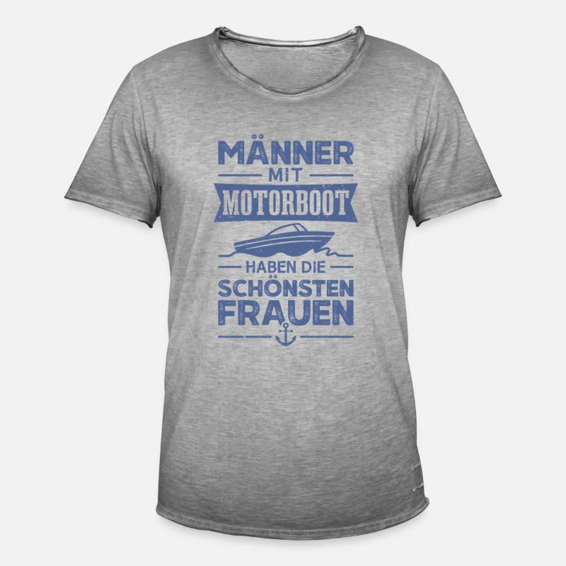 Motorboot Bootfahren Bootsfahrer Boot - Männer Vintage T-Shirt - Vintage Grau