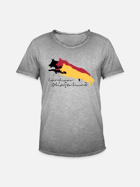 Langhaar schäferhund - Männer Vintage T-Shirt - Vintage Grau