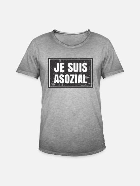 JE SUIS ASOZIAL - Männer Vintage T-Shirt - Vintage Grau