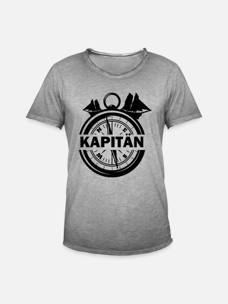 Kapitän Kompass - Männer Vintage T-Shirt - Vintage Grau