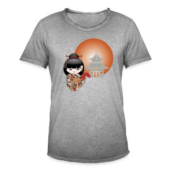 soleil couchant - T-shirt vintage Homme - vintage gris - Devant - Jose (178cm)