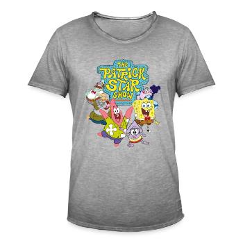 The Patrick Star Show Logo Hauptcharaktere - Männer Vintage T-Shirt - Vintage Grau - Vorne