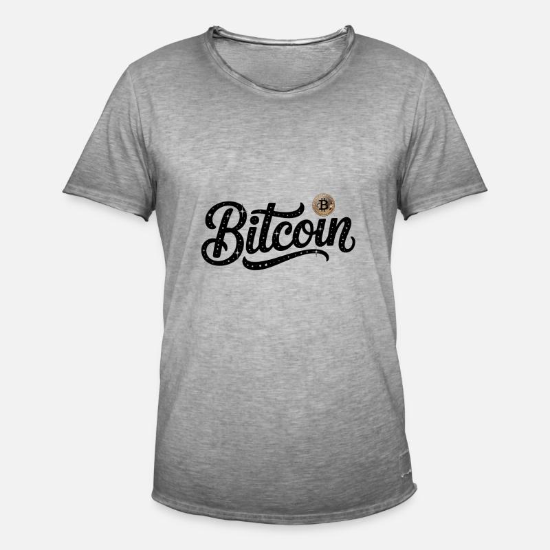 Bitcoin Logo - Crypto Coding Sticker - Männer Vintage T-Shirt - Vintage Grau