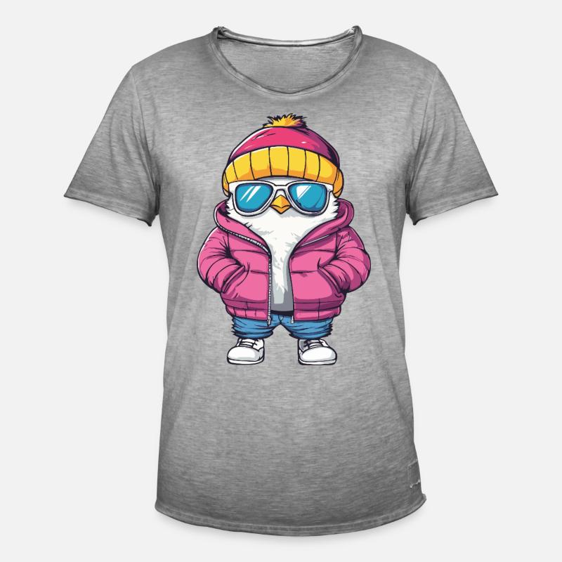 Taube Vogel Cool Comic - Männer Vintage T-Shirt - Vintage Grau