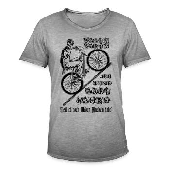 Warum ich ohne Akku fahre ? - Männer Vintage T-Shirt - Vintage Grau - Vorne