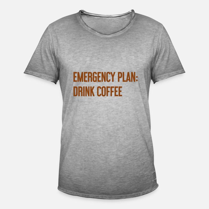 Kaffee-Notfallplan - Männer Vintage T-Shirt - Vintage Grau