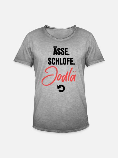 Essen, schlafen, jodeln, repeat! - Männer Vintage T-Shirt - Vintage Grau