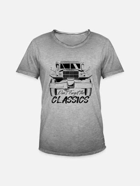1945 US-MILITÄRLASTWAGEN - Männer Vintage T-Shirt - Vintage Grau