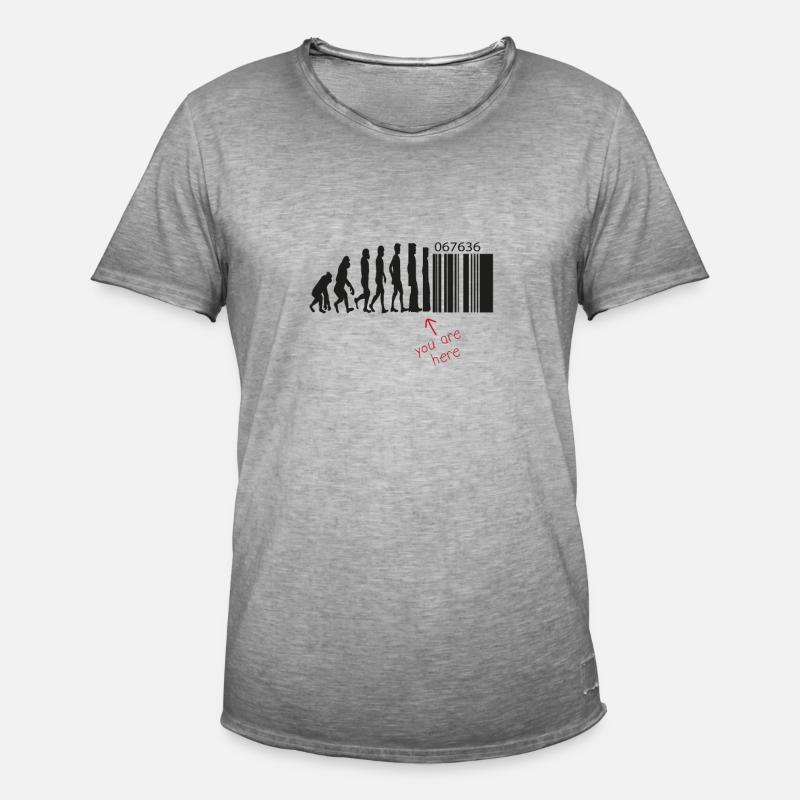 Evolution - Code-barres - Transhumanisme - Technique - T-shirt vintage Homme - vintage gris