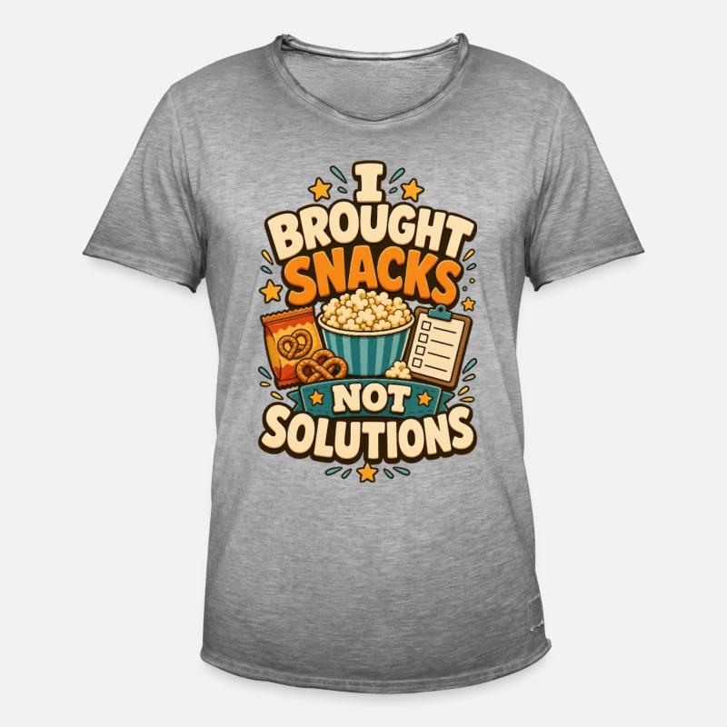 I Brought Snacks Not Solutions - Männer Vintage T-Shirt - Vintage Grau