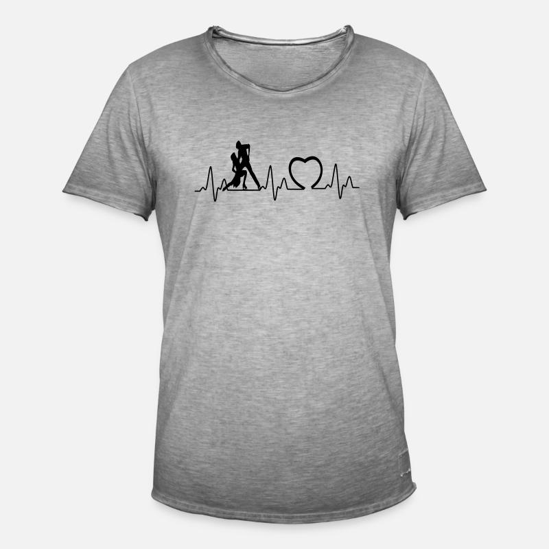 Heartbeat mit Herz eispaar - Männer Vintage T-Shirt - Vintage Grau