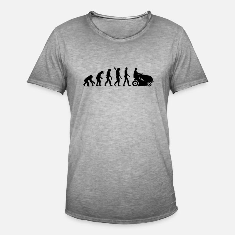 Evolution Rasenmäher - Männer Vintage T-Shirt - Vintage Grau