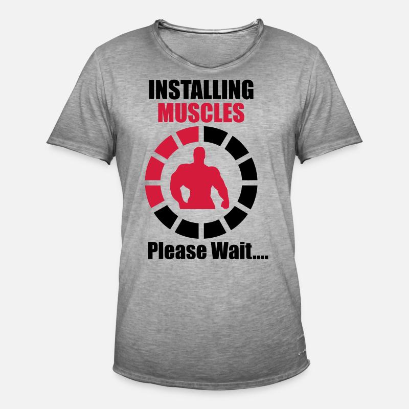 Installing Muscles (Loading) Funny - Männer Vintage T-Shirt - Vintage Grau