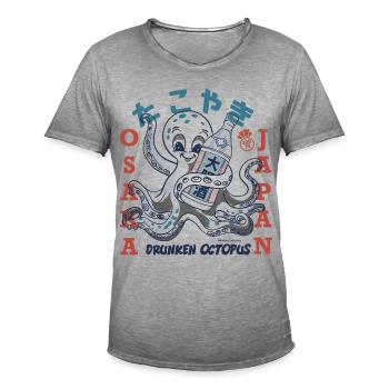 TAKOYAKI Octopus Osaka, Japon - T-shirt vintage Homme - vintage gris - Devant - Jose (178cm)