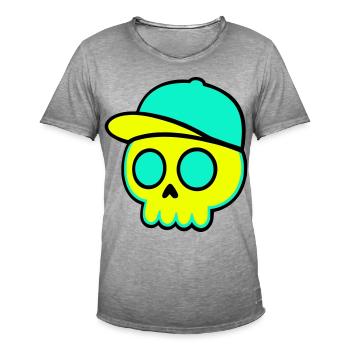 Neon Schädel Cap Streetwear - Männer Vintage T-Shirt - Vintage Grau - Vorne - Jose (178cm)