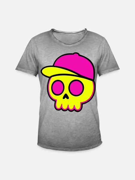 Neon Skull Cap Design - Men's Vintage T-Shirt - vintage grey