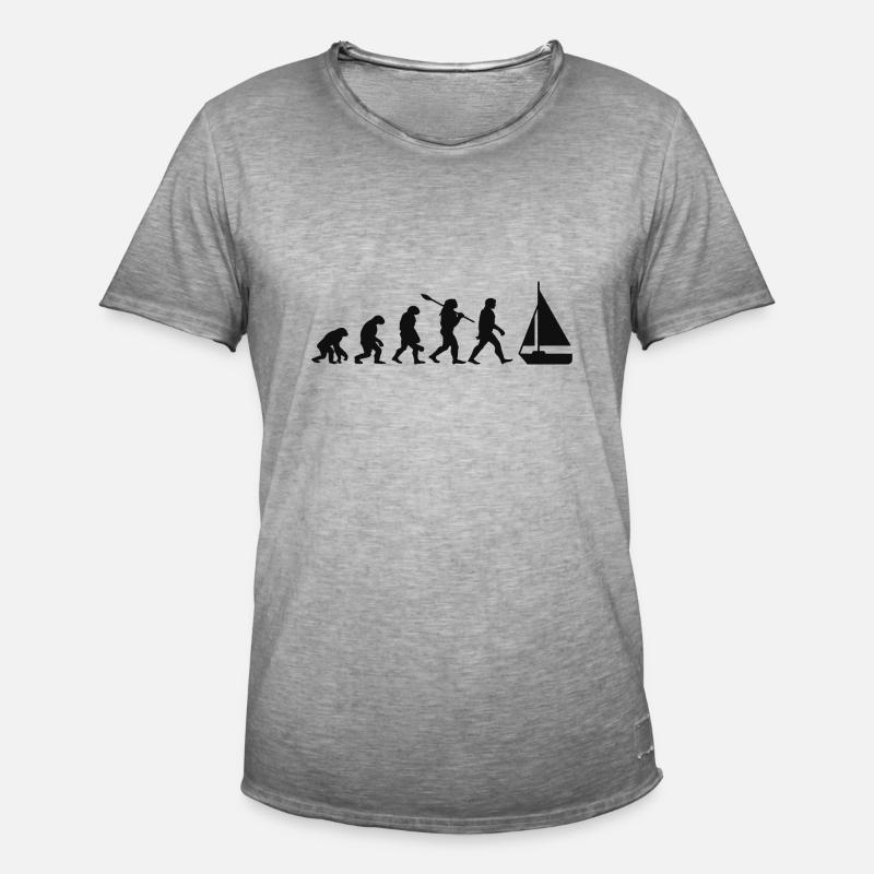 Evolution Segelboot Boot - Männer Vintage T-Shirt - Vintage Grau