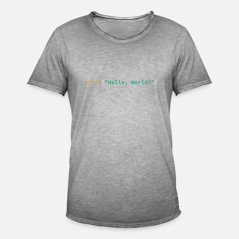 Hello World Python Programmiershirt - Männer Vintage T-Shirt - Vintage Grau