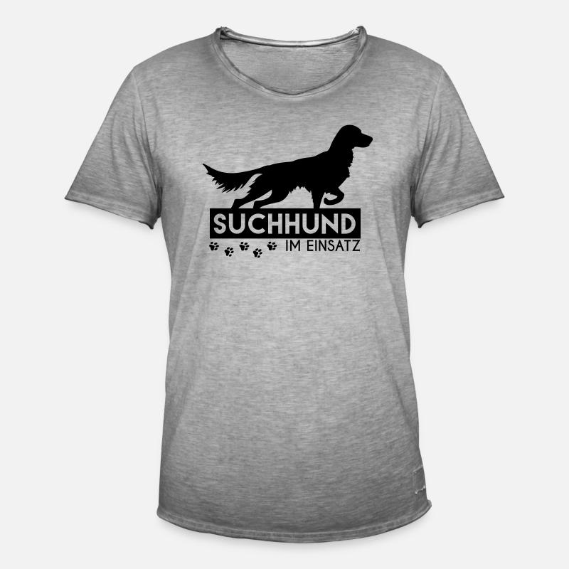 Suchhung im Einsatz - Männer Vintage T-Shirt - Vintage Grau