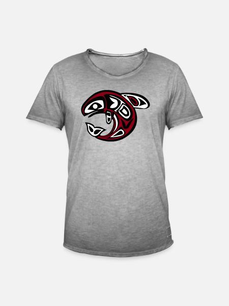 Whale totem - Men's Vintage T-Shirt - vintage grey