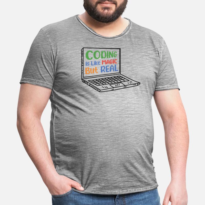 Coding Is Like Magic Coder Programmer Computer Gee Männer Vintage T-Shirt