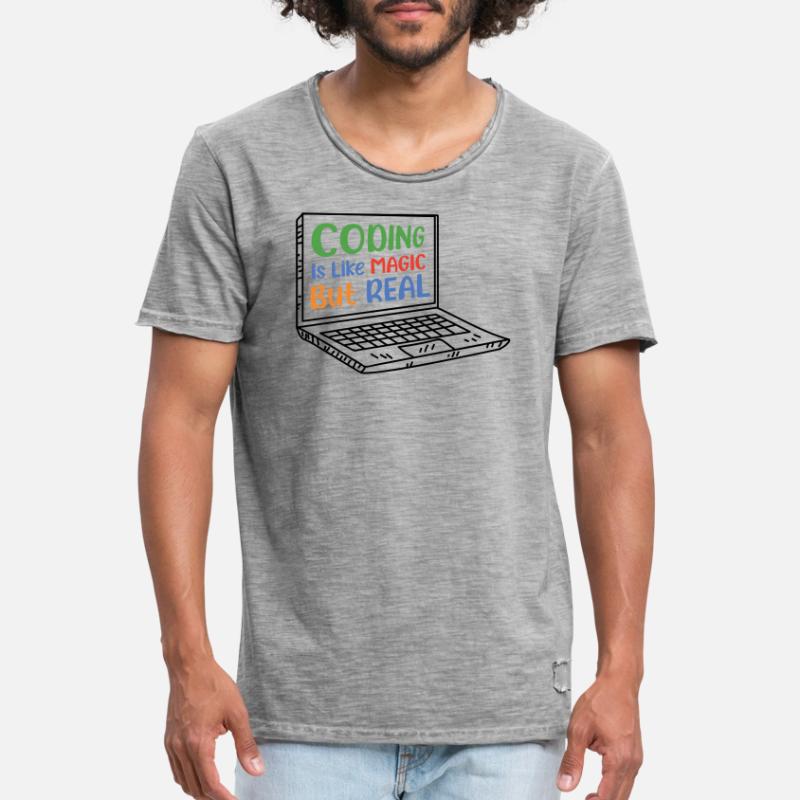 Coding Is Like Magic Coder Programmer Computer Gee Männer Vintage T-Shirt