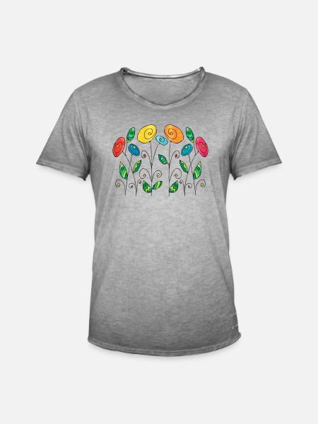 Blumen - Männer Vintage T-Shirt - Vintage Grau