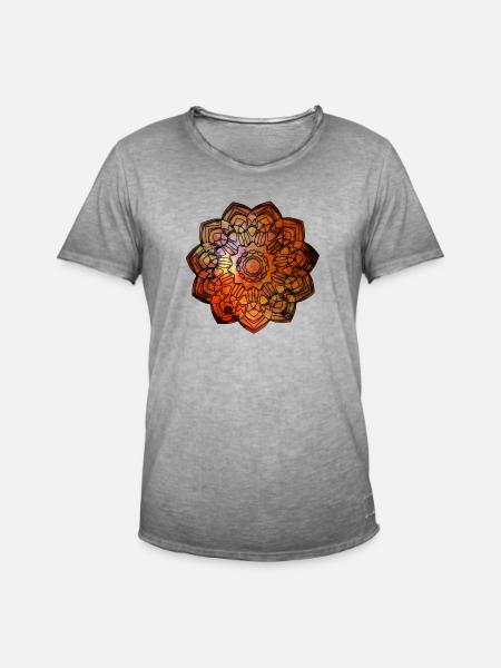 herbstmandala orange braun - Männer Vintage T-Shirt - Vintage Grau