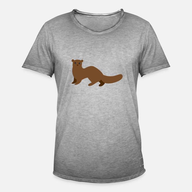 Brauner Mungo Wiesel oder Hermelin - Männer Vintage T-Shirt - Vintage Grau