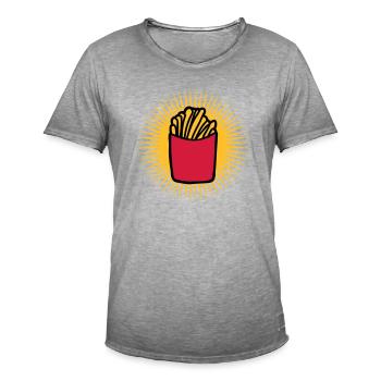 Strahlen Pommes Frites - Männer Vintage T-Shirt - Vintage Grau - Vorne - Jose (178cm)