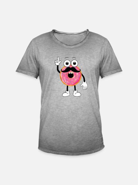 Donut Man - Männer Vintage T-Shirt - Vintage Grau