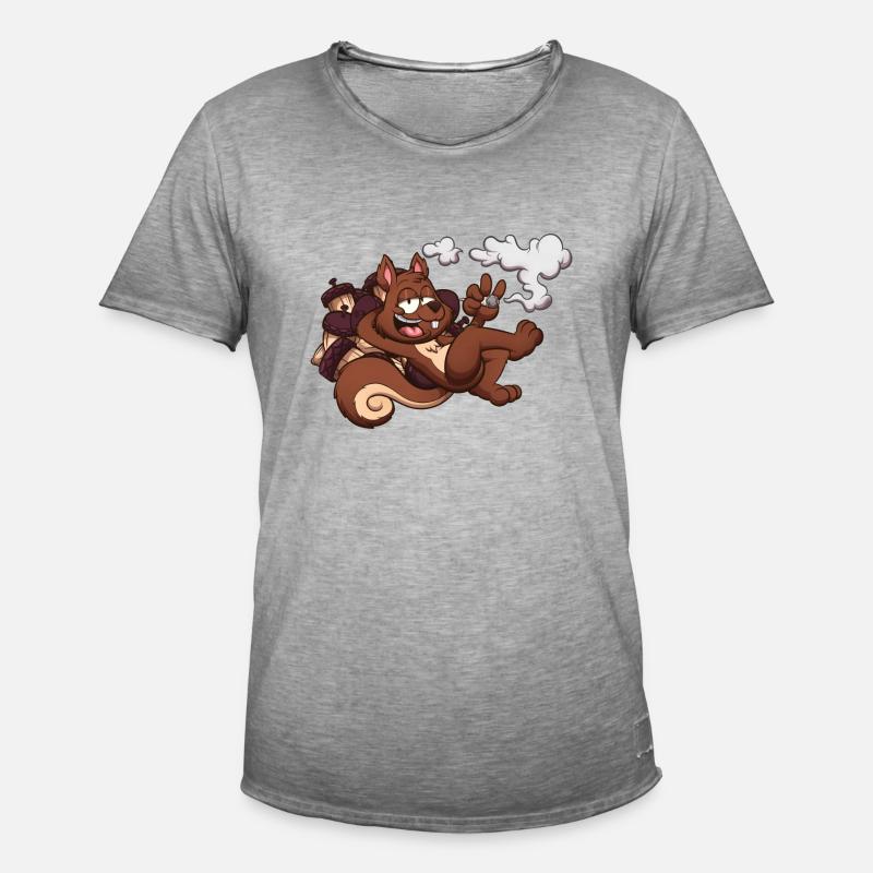 Eichhörnchen, das einen Joint raucht - Männer Vintage T-Shirt - Vintage Grau