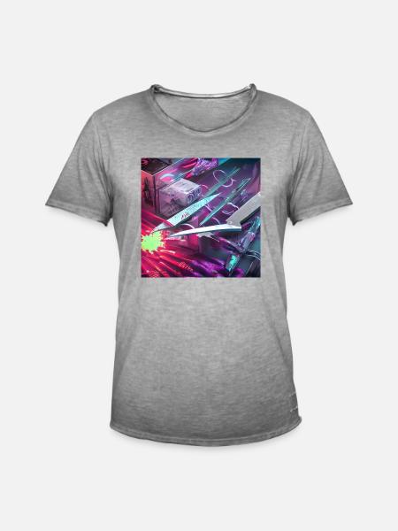 Blutiges Messer - Männer Vintage T-Shirt - Vintage Grau
