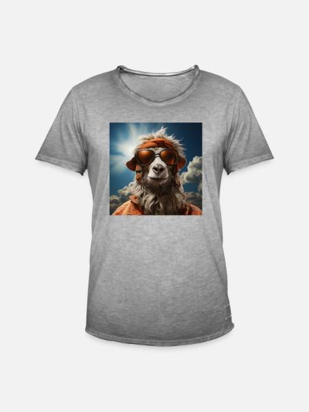 Strand-Schaf: Sonnenbrillen-Coolness - Männer Vintage T-Shirt - Vintage Grau