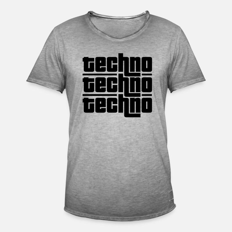 Techno Techno Techno - Männer Vintage T-Shirt - Vintage Grau