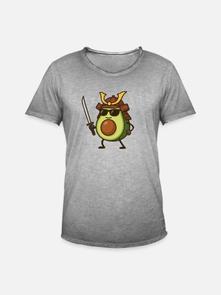 Avocado Samurai - Men's Vintage T-Shirt - vintage grey
