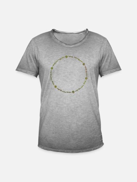 Kranz mit Blumen und Zweigen - Männer Vintage T-Shirt - Vintage Grau