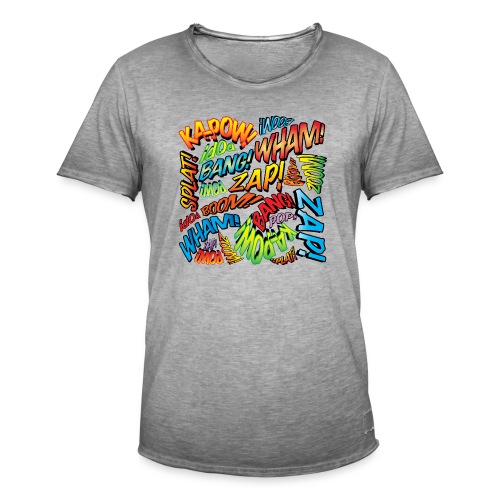 Comic Book Pop Art Colorful Typography Pattern - Men's Vintage T-Shirt