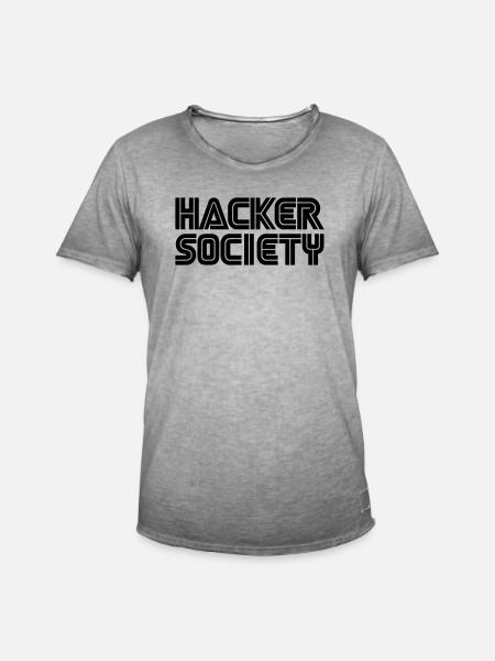 Hacker Society - Männer Vintage T-Shirt - Vintage Grau