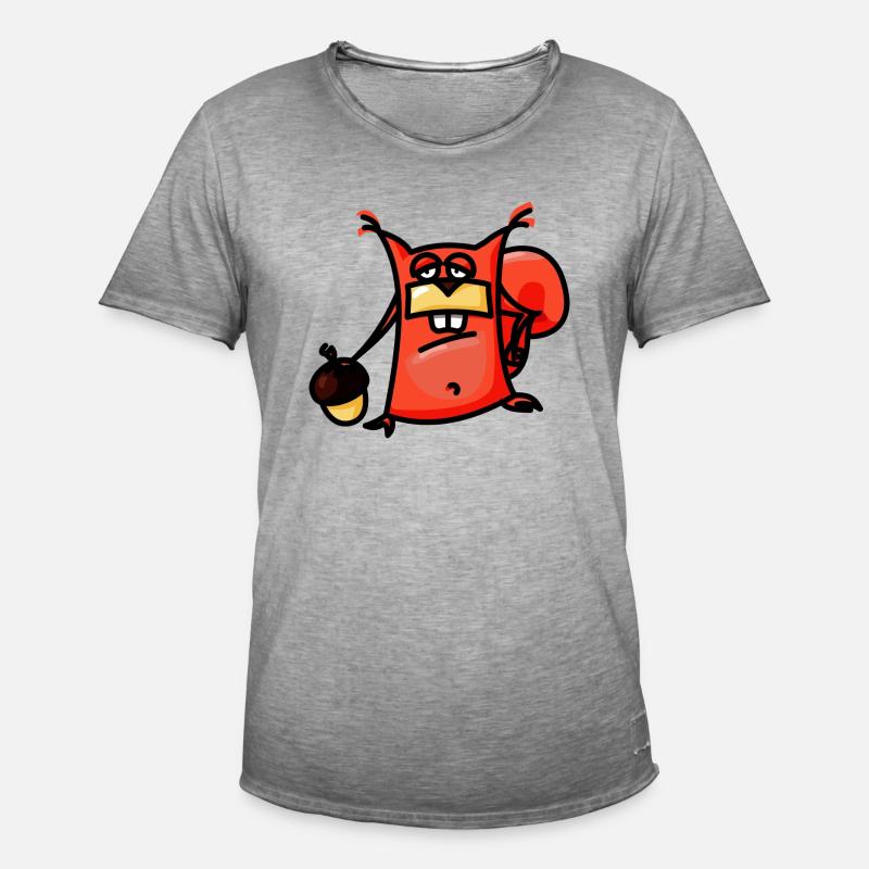 crazy Comic Eichhörnchen - Männer Vintage T-Shirt - Vintage Grau