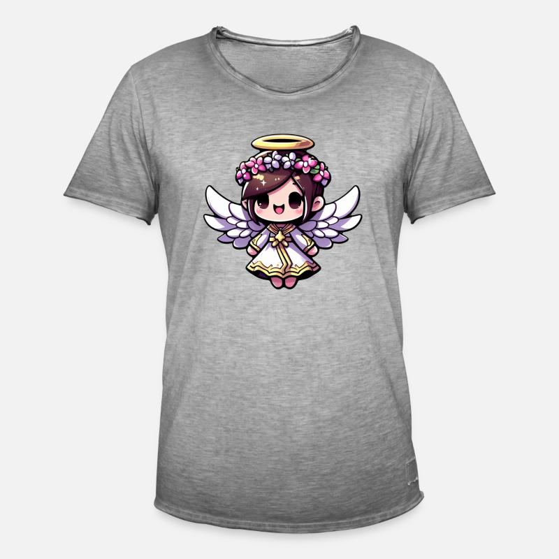 Ätherisches Engels-Chibi - Engel, niedlich, entzückend - Männer Vintage T-Shirt - Vintage Grau
