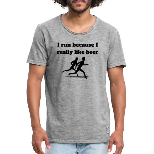 I run because I really like beer - Vintage-T-skjorte for menn