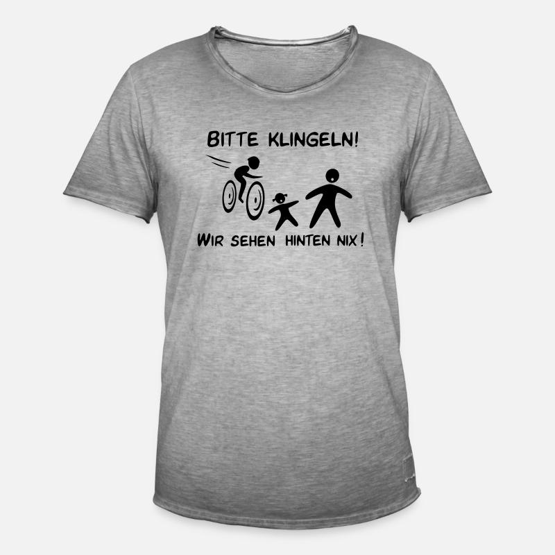 Bitte klingeln! Radfahrer-Kind - Männer Vintage T-Shirt - Vintage Grau