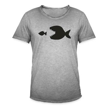 Fisch frisst andere Fische - Männer Vintage T-Shirt - Vintage Grau - Vorne