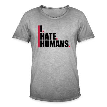 bars cool logo humans text sticker fuck you fu - Men's Vintage T-Shirt - vintage grey - Front - Jose (178cm)