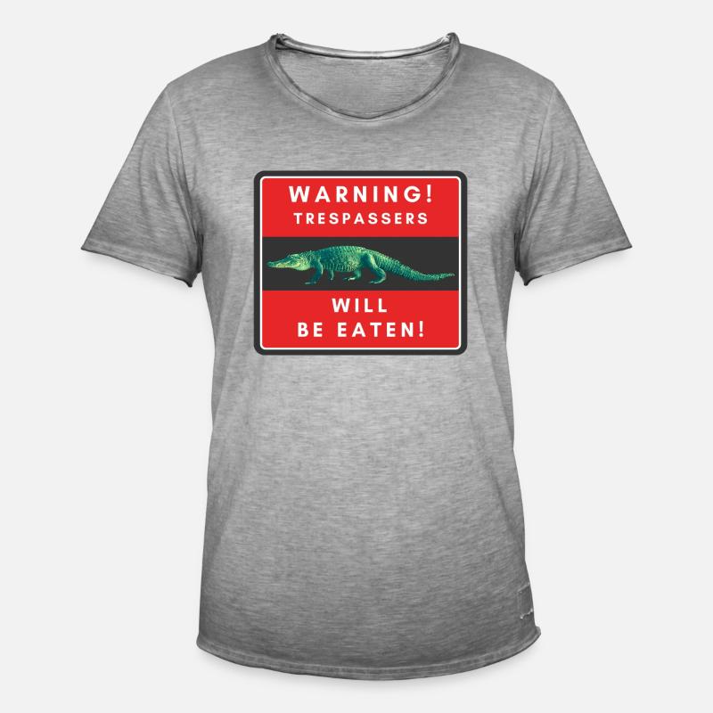 Warnung Eindringlinge werden gegessen - Männer Vintage T-Shirt - Vintage Grau