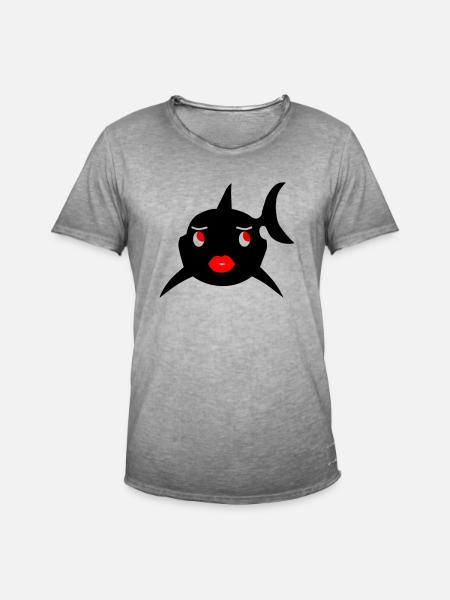 Lady Hai - Männer Vintage T-Shirt - Vintage Grau